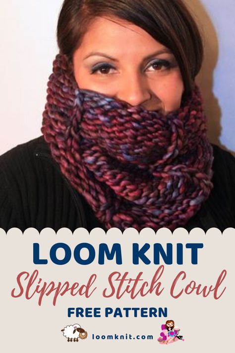 Loom Knitting Cowl, Loom Knit Cowl Pattern Free, Loom Knit Cowl, Alternative Knitting, Loom Knitting Patterns Free, Loom Knitting Scarf, Knitting Loom Projects, Loom Knit Patterns, Loom Knitting For Beginners