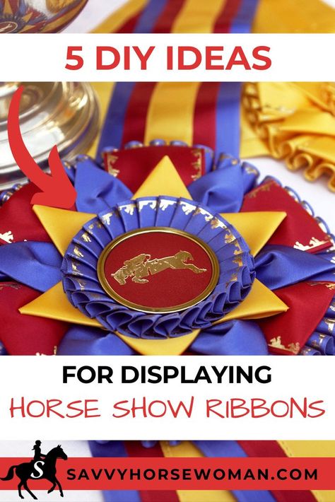 Show off your horse show ribbons with these unique DIY displays. How To Hang Horse Show Ribbons, Award Ribbons Display Ideas, Horse Ribbon Wreath, How To Display Horse Show Ribbons, Displaying Ribbons Awards, What To Do With Award Ribbons, Horse Show Ribbon Ideas, Displaying Horse Show Ribbons, Show Ribbons Ideas