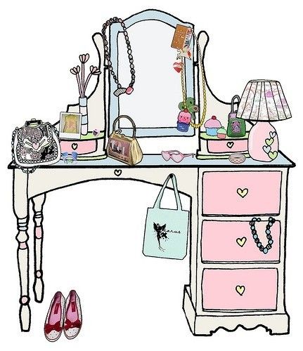 Dressing Table Drawing, Vanity Drawing, Cartoon Furniture, Table Clipart, Furniture Clipart, Table Sketch, Journal Clipart, Girls Dressing Table, Girls Vanity