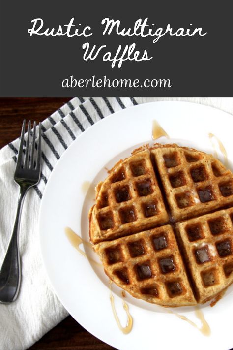 Rustic Multigrain Waffles - Aberle Home Multigrain Waffles Recipe, Healthy Waffles Recipe, Sugar Waffles Recipe, Waffle Recipe Healthy, Whole Wheat Waffles, Healthy Waffles, Homeschool Family, Blueberry Waffles, Waffles Recipe