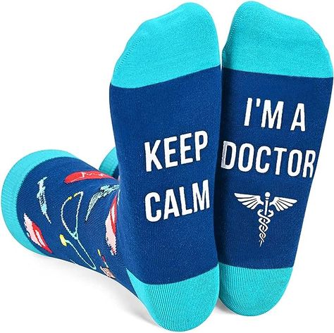 "KEEP CALM I'M A DOCTOR" Socks with stethoscopes, syringes, electrocardiograms, and transfusion bag #ad Future Doctor Gifts, Gifts For Doctors, Medical Socks, Radiologist Gifts, Doctor Graduation Gift, Dental Assistant Gifts, Pharmacist Gift, Doctors Day, Medical Gifts