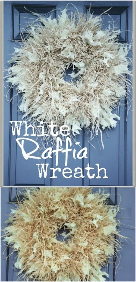 Easy Fall Raffia Wreath Raffia Wreath, Interior Crafts, Rag Wreaths, Floral Projects, Christmas Bazaar, Straw Wreath, Entry Decor, Door Swag, Rag Wreath