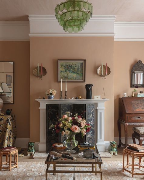 Living Room by Anouska Tamony Designs | 1stDibs Traditional Living Room Interior Design, Formal Sitting Room, Art Deco Sofa, Wooden Fireplace, Pink Rooms, Georgian Furniture, Arched Headboard, Glass Extension, Dressing Table With Chair