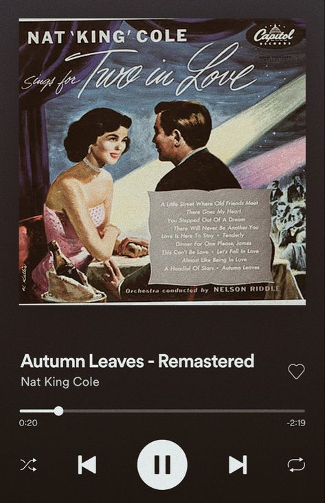 Vintage music - Nat king Nicole Love Nat King Cole, Poem About Myself, Autumn Song, Fall Songs, Dinner For One, Nat King Cole, King Cole, Vintage Music, Best Songs