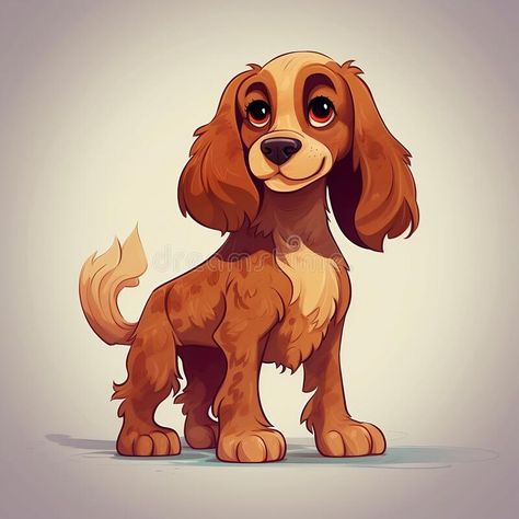 Cute Cartoon Cocker Spaniel. Generative AI royalty free stock photo Cartoon Spaniel, Cocker Spaniel Cartoon, Cocker Spaniel Drawing, Cocker Spaniel Illustration, Spaniel Art, Faith Journal, Space Dog, Casual Art, Dachshund Mix