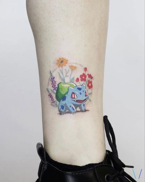 Bulbasaur Tattoo, Cute Bulbasaur, Pokemon Tattoo, Gamers Anime, Watercolor Tattoo, Piercings, Don't Forget, Tattoo Ideas, Pokemon