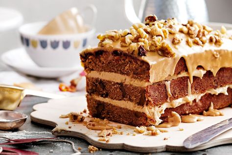 Coffee and walnut cake - Recipes - delicious.com.au Nescafe Coffee, Coffee And Walnut Cake, Coffee Cake Recipe, Pies Maker, Walnut Cake, Slices Recipes, Coffee Cake Recipes, Classic Cake, Cafe Style