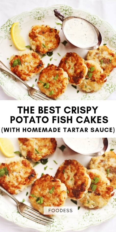 Potato Fish Cakes, Homemade Fish Cakes, Cod Fish Cakes, Tuna Fish Cakes, Fresh Fish Recipes, Cod Cakes, Fish Cakes Recipe, White Fish Recipes, Fish Dinner Recipes