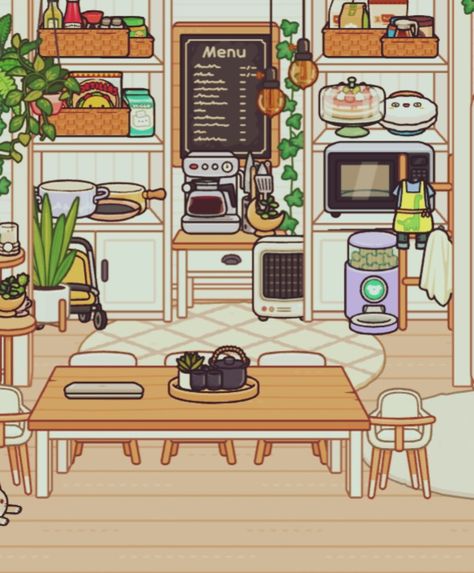 Aesthetic Toca Kitchen, Toca Boca Bonsai House Ideas Kitchen, Aesthetic Bonsai House Toca Boca, Toco Boca Kitchen, Bonsai House Toca, Room Pantry, Toca Ideas, Dining Room Pantry, Toka Boka