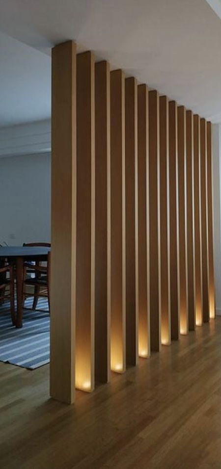 Pargola Design For Wall, Pargola Design For Living Room, Wood Divider Wall Interior Design, Wooden Room Partition, Separate Rooms Without Walls, Wood Slat Room Divider, Modern Partition Walls, Wood Partition, Partition Designs