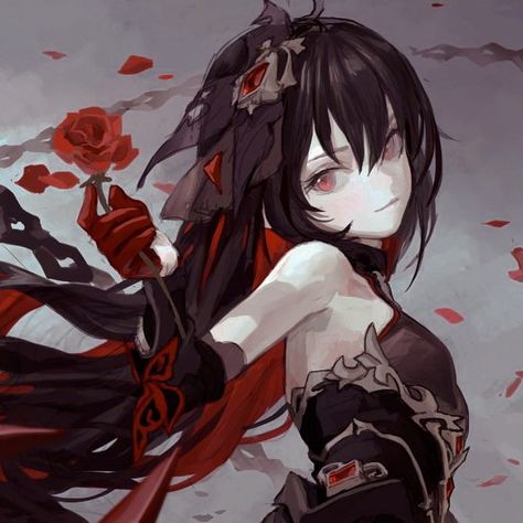 Veliona Honkai, Honkai Impact, Anime Character, Black Hair, Red, Hair, Anime, Black