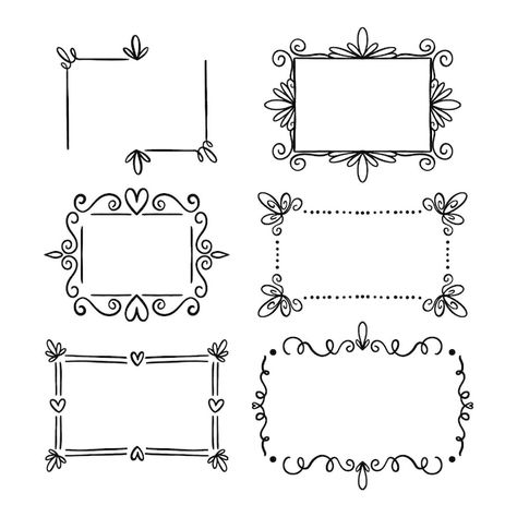 Premium Vector | Border frame bullet journal with simple element Bond Paper Design Border Drawing, Borders Bullet Journal, Bullet Journal Frames, Travelers Notebook Setup, Bullet Journal Work, Stick Drawings, Journal Elements, Doodle Borders, Vector Doodle