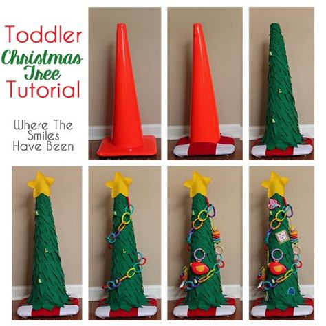 DIY Toddler Christmas Tree From a Traffic Cone! Homemade Glitter, Christmas Tree Tutorial, Toddler Christmas Tree, Tree Tutorial, Traffic Cone, Real Christmas, Real Christmas Tree, Diy Toddler, Glitter Ornaments