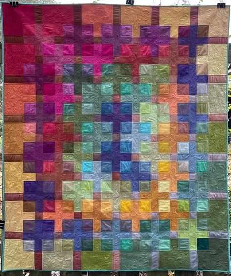 Gradient Quilts, Geometric Quilts, Rainbow Quilts, Patch Pillow, International Quilt Festival, Freemotion Quilting, Nine Patch Quilt, Geometric Quilt, Rainbow Quilt