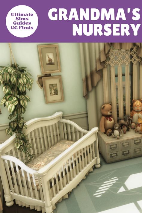 The Cutest Sims 4 Nursery CC For Toddlers & Infants - Ultimate Sims Guides Ts4 Cc Infant Furniture, Ts4 Mm Furniture, Sims 4 Infant Bedroom Cc, Sims 4 Cc Grandma Furniture, Sims 4 Nursery Cc, Sims 4 Nursery, Storybook Nursery, Ts4 Mods, Roblox Decals