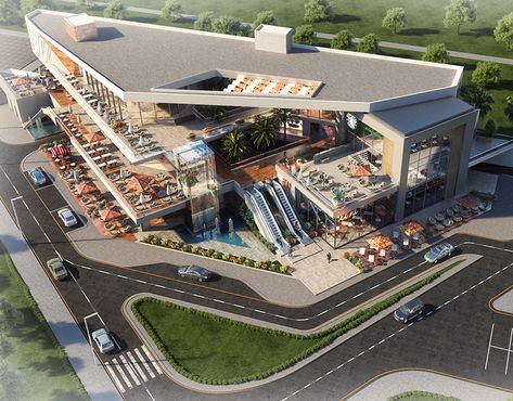 Commercial Center Plan, Architecture Shopping Center, Mall Architecture Design, Commercial Building Architecture, Strip Mall Design, Shopping Center Design, Shopping Center Architecture, Mall Architecture, Shopping Mall Design