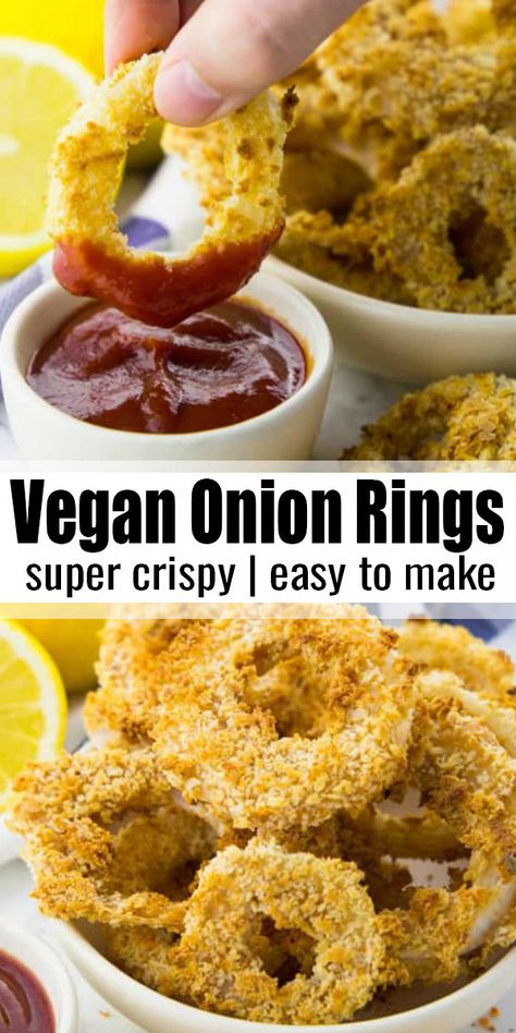 Vegan Onion Rings, Fried Onion Rings, Baked Onion Rings, Study Anatomy, Baked Onions, Vegan Side Dishes, Medical Medium, Vegan Comfort Food, Vegan Appetizers