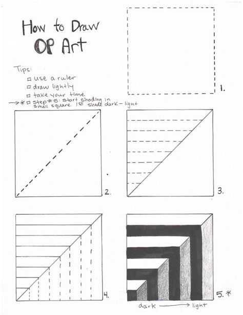 Easy Illusion Art, Illusion Drawings Easy, Op Art Step By Step, Optical Illusions Art Easy, Op Art Ideas, Optical Illusions Drawings Easy, Easy Op Art, Optical Illusions Drawings, Illusion Kunst