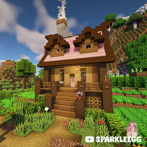 This acts as my villager breeder in my 1.20 Minecraft world. It's completely manual, but honestly it works perfectly. #minecraft #starterhouse #aestheticminecraft #cherrygrove #cutemincraft #cute #aesthetic #farmhouse Minecraft Villager Breeder, Villager Breeder Minecraft, Starter Home, Minecraft Architecture, Minecraft Designs, Rafting, Roof, Minecraft, Farmhouse