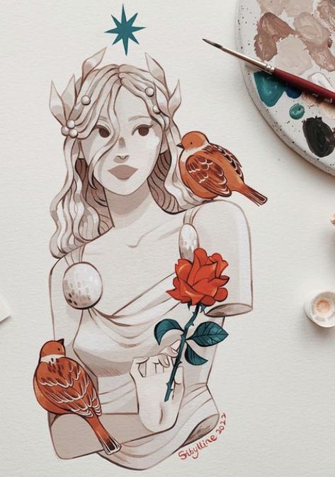 Sybilline Meynet, Sibylline Art, Sibylline Meynet, Magical Characters, Inspiring Artists, Illustrator Inspiration, Gouache Illustrations, Doodle Inspiration, Gouache Art