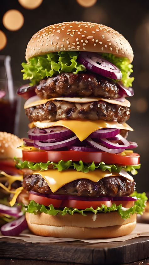 Large Burger 🍔🍔🍔 Pop Art Food, Iran Food, Paige Halliwell, Healthy Food Dishes, Beef Burgers, Burger Recipes, Food Obsession, Food Styling, Cheeseburger