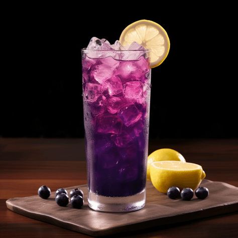 The Blueberry Crush is a refreshing, slightly sweet, and fruity cocktail. The taste of fresh blueberries is prominent, balanced by the tartness of the lemon and the slight burn of the vodka. The soda water adds a bubbly texture, making it a light and enjoyable drink. Blackcurrant Drink, Fruit Soda, Blueberry Cocktail, Fruity Cocktail, Lemon Cocktail, Blueberry Oat, Soda Drink, Blueberry Juice, Fruity Cocktails