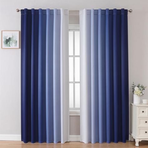 Blue And White Room, Back Tab Curtains, Ombre Curtains, Modern Drape, Drapes For Bedroom, Tab Curtains, Blackout Drapes, Darkening Curtains, Thermal Curtains