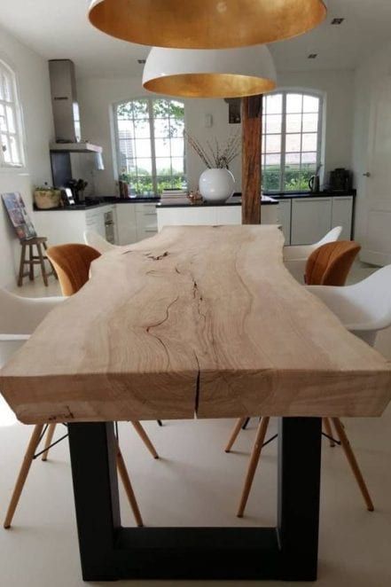 Interior Japandi, Modern Wood Furniture, Wood Furniture Design, Beautiful Dining Rooms, Dining Table Design, Diy Furniture Table, Wooden Dining Tables, Minimalist Living, Wooden Table