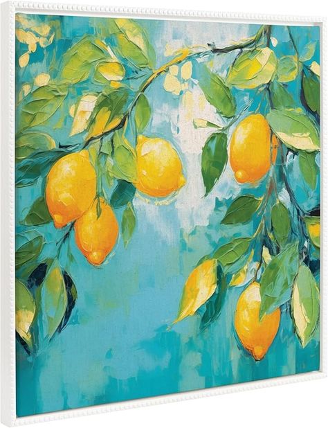 Amazon.com: Kate and Laurel Sylvie Beaded Lemon Tree Vintage Framed Canvas Wall Art by The Creative Bunch Studio, 30x30 White, Decorative Fruit Tree Art for Wall Beaded Orange, Wall Art Decor Bedroom, Antique Wall Decor, Wall Frame Set, Bead Frame, Eclectic Art, Orange Tree, Lemon Tree, Colorful Wall Art