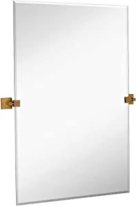 Amazon.com: Hamilton Hills 24x36 inch Pivot Wall Mirror Including Brushed Gold Squared Wall Brackets | Frameless Bathroom Mirror | Rectangular Adjustable & Tilting Vanity | Modern Farmhouse Wall-Mounted Mirrors : Home & Kitchen Frameless Bathroom Mirror, Pivot Mirror, Mounted Mirrors, Vanity Modern, Powder Bathroom, Frameless Mirror, Primary Bath, Wall Anchors, Wall Mounted Mirror