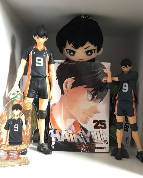 Haikyuu Room Decor, Kageyama Nendoroid, Haikyuu Figures, Haikyuu Merch, Manga Shelf, Otaku Room, Haikyuu Kageyama, Anime Room, Kageyama Tobio