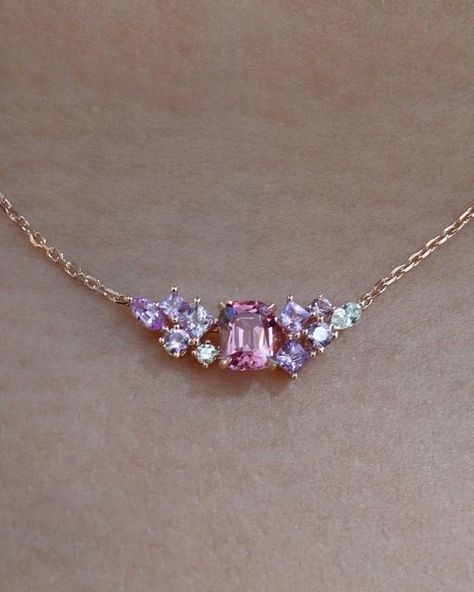 Ankita Dial | Rare Gemstone Bespoke Jewellery on Instagram: "Pink doesn’t suit my skin she said…  … that is, until she stumbled upon a delicate 0.8 carat Salmon pink Spinel at the studio. She asked for a youthful, non-blingy necklace for her very first bespoke piece. So I designed a pink sapphire cluster with 4 shades of pink, just for her.   When she visited the studio to collect her necklace, she also picked up a ready-to-wear ring on display – another light pink spinel but a totally different shade. Surprising, right? Life’s full of unexpected shades. That’s why I’m launching a ready-to-wear collection soon. Get ready to explore hues you never thought you’d love!  📨 DM me to book a studio viewing in Tanglin. I also ship internationally.   ⬆️ Visit the highlights on my page to explore a Pink Spinel, Necklace For Her, Rare Gemstones, Bespoke Jewellery, Shades Of Pink, Salmon Pink, My Skin, Jewellery Design, She Said