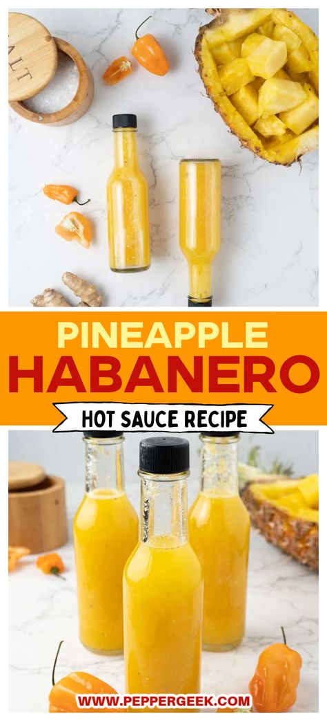 Hot Sauce Recipe For Canning, Mango Habanero Hot Sauce, Habanero Hot Sauce Recipe, Habanero Sauce Recipe, Pineapple Habanero Sauce, Habanero Recipes, Hot Sauce Recipe, Habanero Sauce, Homemade Hot Sauce