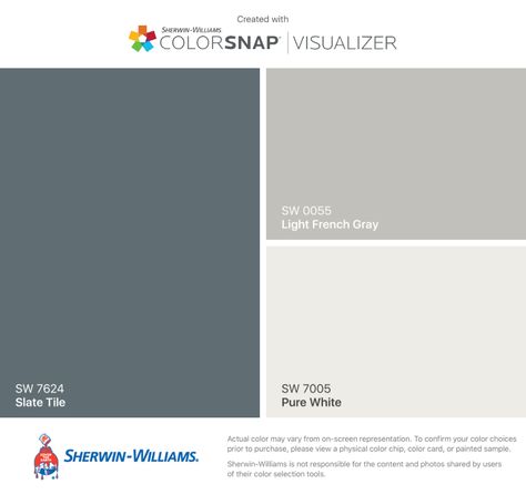 sherwin williams slate tile ... Sw Snowbound, Interior Paint Colors Schemes, Sherwin Williams Gray, House Paint Color Combination, Color Combinations Paint, Agreeable Gray, Smoky Blue, Pintura Exterior, Paint Color Schemes