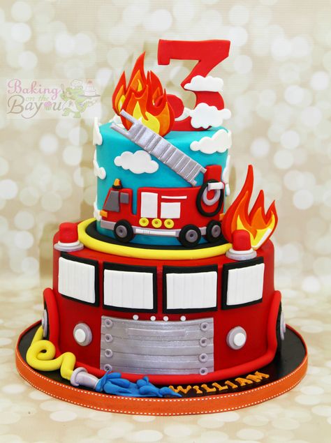 Firetruck Cake Firefighter Birthday Cakes, Fire Engine Cake, Fireman Sam Cake, Fire Fighter Cake, Fireman Cake, Fire Cake, Firetruck Cake, Firetruck Birthday Party, Fireman Birthday