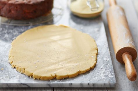 Traditionally made with almonds, this nut-free festive marzipan recipe is made with semolina and vanilla instead. Marzipan Recipe, Tesco Real Food, Nut Free Recipes, Delicious Cake Recipes, Christmas Dishes, Köstliche Desserts, Desserts To Make, Recipe Images, Halloween Recipes