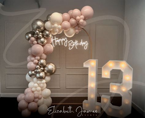 Balloon Backdrop Decorations, 13 Light Up Numbers, 13 Party Decorations, Birthday Themes 13th Birthday, 13 Birthday Backdrop, Birthday Dress 13th, 13th Birthday Backdrop Ideas, 13 Birthday Decor, 13 Party Ideas For Girls 13th Birthday