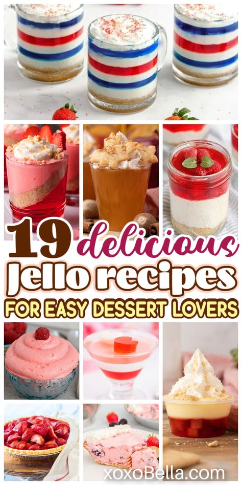 Jello recipes to try Layered Jello Recipe, Jello Pudding Recipes, Finger Jello, Jello Dessert, Layered Jello, Jello Dessert Recipes, Jelly Desserts, Jello Cake, Comfort Desserts