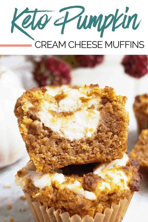 Pumpkin Muffins With Cream Cheese, Keto Pumpkin Muffins, Muffins With Cream Cheese, Clean Keto, Pumpkin Cream Cheese Muffins, Pumpkin Cream Cheese, Postre Keto, Keto Cream, Cream Cheese Muffins