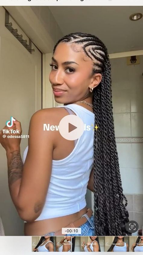 Cornrow Inspo For Black Women, Easy Vacation Braids For Black Women, Beautiful Braids Hairstyles 2024, New Braiding Hairstyles For Black Women, Braids Hairstyles For Black Women Ideas, Cute Cornrow Braids, Two Braids With Side Part, 9 Stitch Braids, Cornrows Designs For Black Women