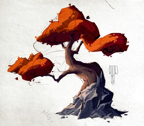 ArtStation - Trees, Anastasia Walker Tree Drawing Illustration, Cartoon Trees, Walker Art, Seni Dan Kraf, Tree Illustration, Digital Painting Tutorials, Landscape Drawings, Tree Drawing, 판타지 아트