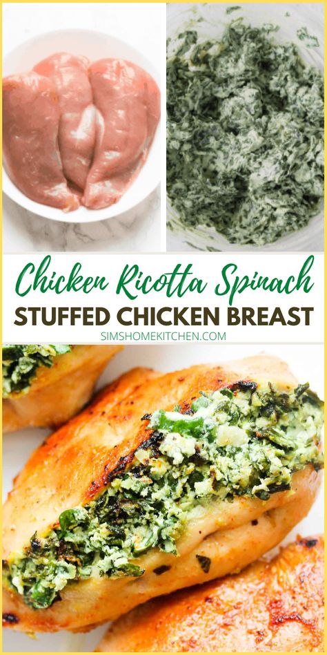 Chicken Ricotta Spinach Chicken Spinach Ricotta, Ricotta Stuffed Chicken Breast, Chicken Ricotta, Ricotta Stuffed Chicken, Ricotta Spinach, Baked Chicken Recipe, Chicken Breast Crockpot Recipes, Crockpot Chicken Breast, Cheese Stuffed Chicken Breast