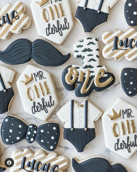 Onederful Cookies, Onederful Birthday Boy, Mr Onederful Birthday Cake, Little Man Birthday Party Ideas, Mr Onederful Birthday Party Ideas, 1st Birthday Boy Themes, First Birthday Winter, Mr Onederful Birthday, Baby Birthday Party Decorations