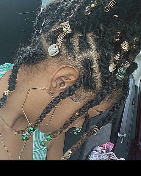 Two Strand Twists With Beads, Two Strand Twist With Beads, Two Strand Loc Styles For Women, Loc Styles With Beads, Twist With Beads, Two Strand Twist Locs, Birthday Hairstyle, Loc Beads, Natural Protective Styles