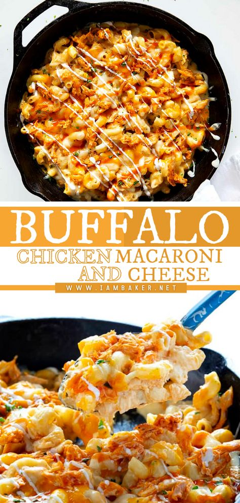 Buffalo Chicken Mac And Cheese Casserole, Mac And Cheese Recipe Buffalo Chicken, Homemade Buffalo Mac And Cheese Recipe, Mac N Cheese Chicken Casserole, Crockpot Chicken Mac And Cheese Recipe, Max And Cheese Dinner Ideas, Buffalo Chicken Man And Cheese, Chicken Buffalo Recipes, Mac And Cheese Lunch Ideas