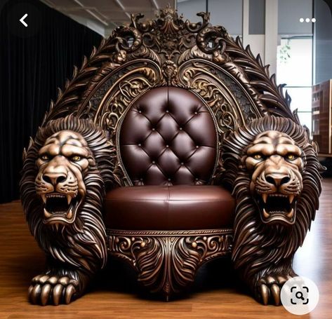 Royal Chair Design, Lion Furniture, King Throne Chair, سلالم حلزونية, Animal Chair, Royal Chair, King Chair, Chair Design Wooden, Unusual Furniture