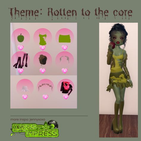 Dress to impress theme: rotten to the core
#dti #scary #dtiinspo #fashion #dtiroblox #rottentothecore Di Rotten To The Core, Lisa Dress, Rotten To The Core, Dress To Impress, Outfit Ideas, Quick Saves