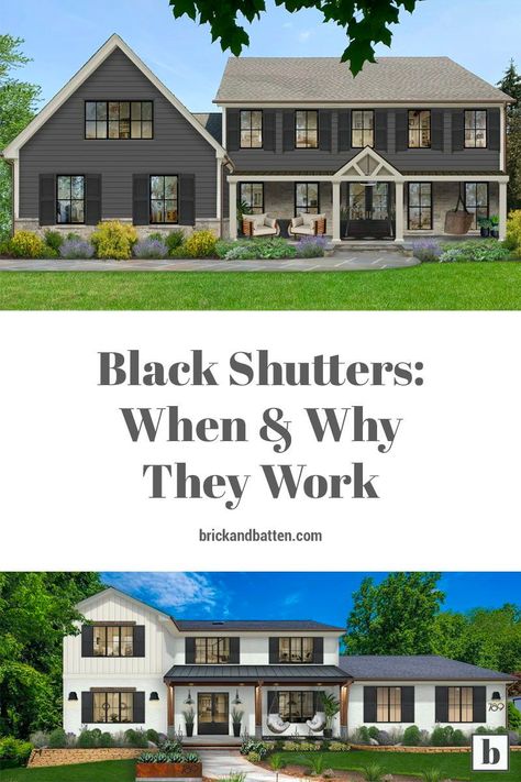 Black Shutters And Front Door, Black Windows Exterior Tan Siding, Dark Grey Shutters White House, Dark House Light Shutters, Black Shutter Paint Color, Taupe House Black Shutters, Taupe Siding With Black Shutters, Brown Roof Black Shutters, Exterior House Colors With Black Shutters