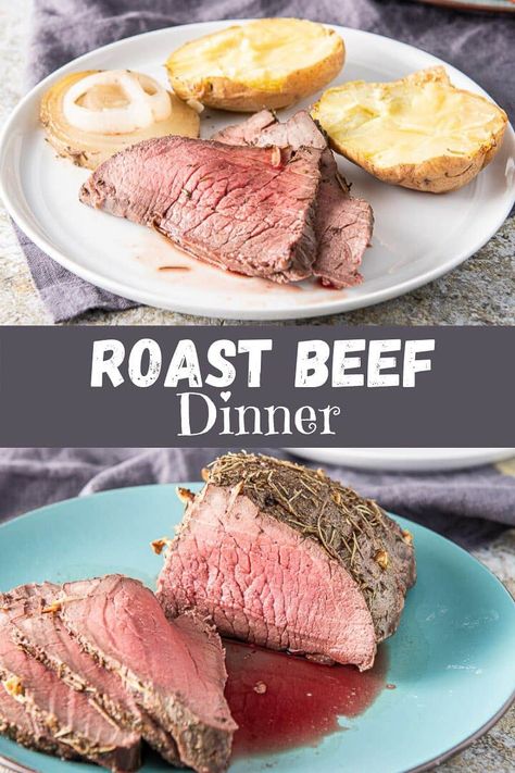 The ease of this roast beef dinner recipe makes you wonder why you don't make it more often. The secret is the combination of herbs and spices that you sprinkle on the beef and the garlic you push into the meat. The roast beef comes out moist, tender and delicious. #roastbeef #dinner #dishesdelish #sundaysupper Roast Beef Recipe, Rare Roast Beef, Best Roast Beef, Roast Beef Dinner, Best Roast, Cooking Roast Beef, Roast Beef Recipes, Good Roasts, Medium Rare