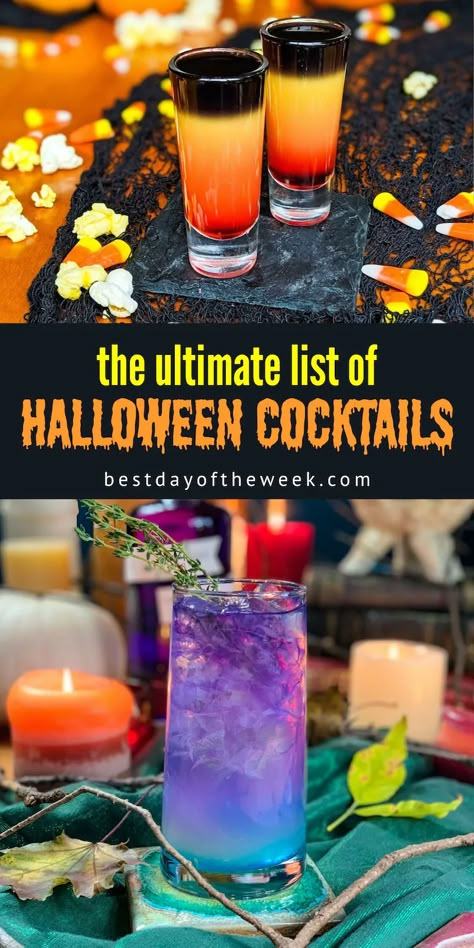 Layered Shots, Halloween Alcohol, Halloween Themed Drinks, Halloween Recipes Drinks, Halloween Shots, Halloween Party Drinks, Halloween Drinks Alcohol, Pumpkin Beer, Halloween Cocktail